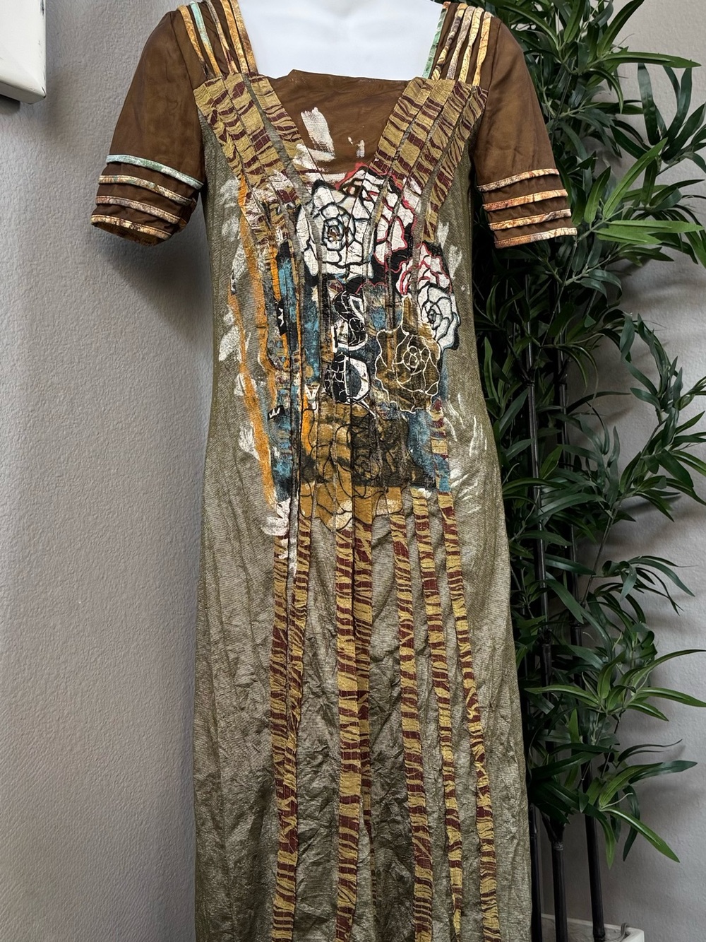Save The Queen Olive & Brown Floral Stripe Maxi Dress